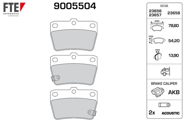 FTE 9005504 | Arka Fren Balatası Disk Rav4 00 > 05 Tıggo 08 > 12 | 1 Adet
