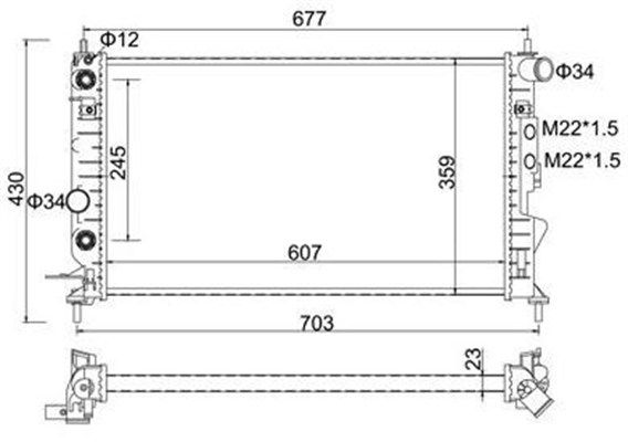 MAGNETI MARELLI 359000301030 | Radyatör Opel Vectra B 1.6-1.8-2.0 Klimalı Otomatik (Brz)
