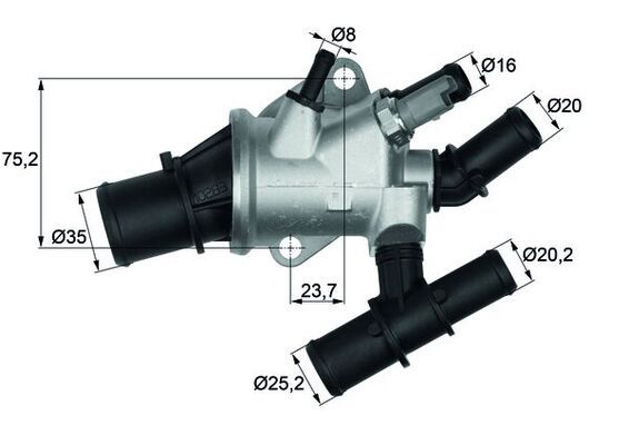 MAHLE TI15588 | Termostat / Termostat 88°C Komple (Alfa Romeo: 147 1.9Jtd)