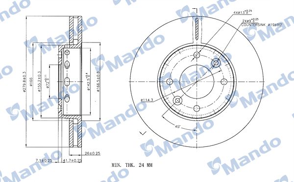 MANDO MBC030157 | Kia Carens 02-06 Ön Fren Diski