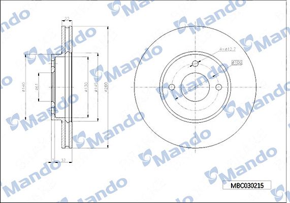 MANDO MBC030215 | Nissan Micra 11-15 Note 13-15 Ön Fren Diski Havalı 260-4