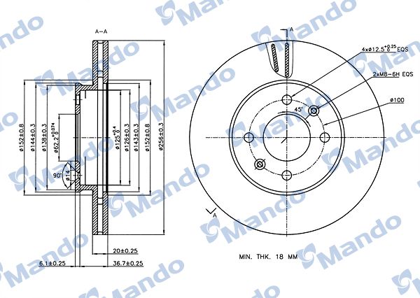 MANDO MBC030286 | Kia Picanto 15-Ön Fren Diski Havalı 256-4