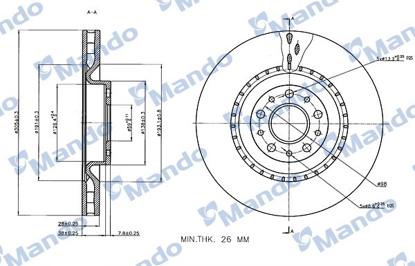 MANDO MBC035284 | Disk On (Ad) 10-Doblo-Combo.D 1.6Mjt-2.0Mjt (Ø=300) | 2 Adet