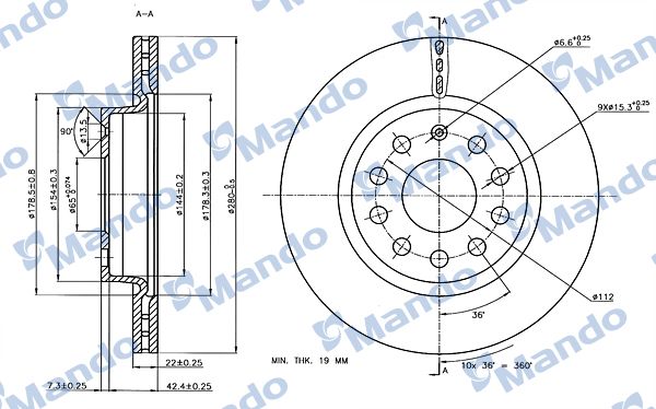 MANDO MBC035334 | Ön Fren Aynası Golf V-VI-Jetta III-IV-Caddy III-A3 03 > Leon 05 > Toledo-Octavia 04 > | 1 Adet
