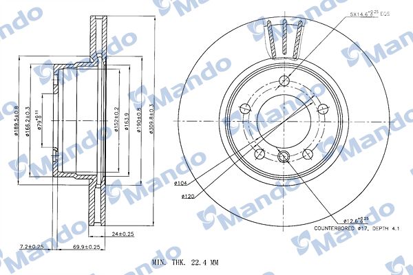 MANDO MBC035366 | Disk On (Ad) 05-5.Seri (E60-E61) | 2 Adet