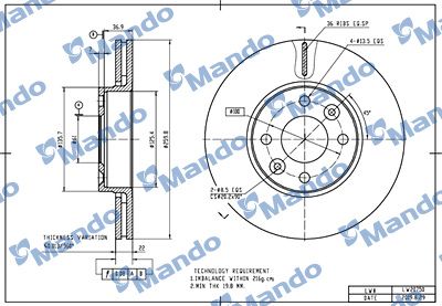 MANDO MBC035454 | Disk On (Ad) Megane.II 1.4-Clo.III-Mds-Micra-Note-Logan.Mcv | 2 Adet