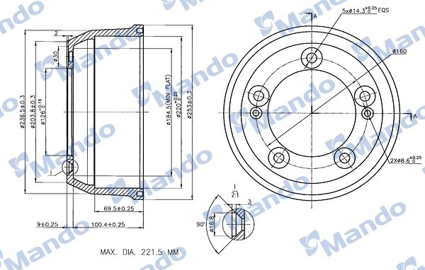 MANDO MBD050047 | Kia Bongo 08-15 Arka Fren Kampanası