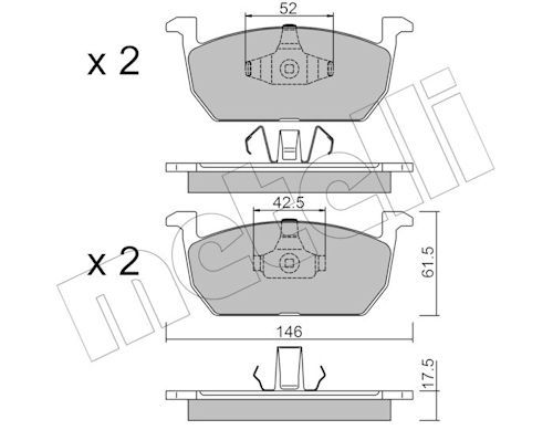 METELLİ 22-1214-0 | / Ön Fren Balatası-Kablosuz-(VW Polo 18-Audi A1 19-Seat Ibiza 18 -)