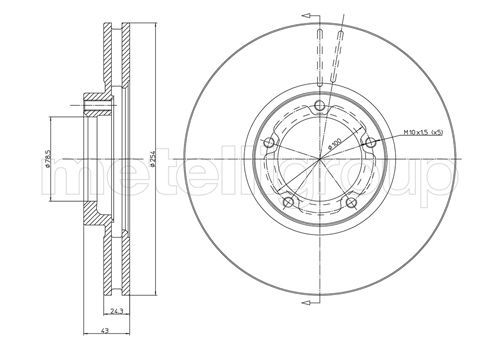 METELLİ 23-0459 | / Fren Diski Ön Havalı 254 mm Ford Transit T12