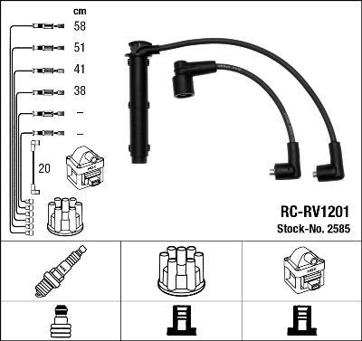 NGK 2585 | Buji Kablosu Rc-Rv1201 (Land Rover Freeland 1.8 I 16 V4×4 98-00)