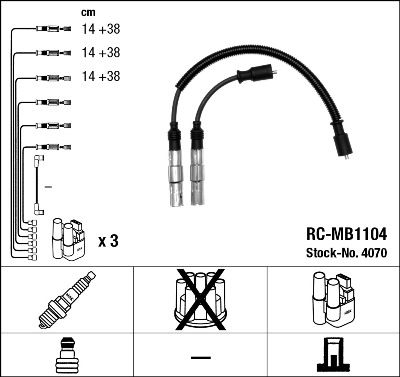 NGK 4070 | Ateşleme Kablosu Rc-Mb1104 (Smart Cabrıo 00-04)