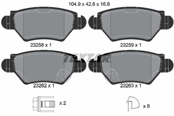 TEXTAR 2325803 | Fren Balatası Opel Astra G / Zafira A 98-01 Arka