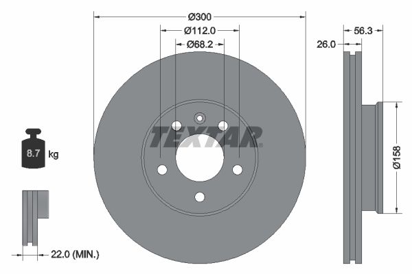 TEXTAR 92109803 | Fren Diski VW Sharan Ön 02-09 300X26 | 2 Adet