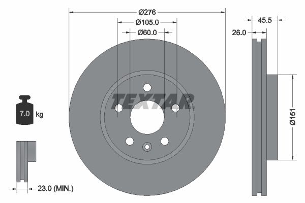TEXTAR 92198903 | Fren Diski Opel Astra J / Cruze / Aveo T300 276mm Ön | 2 Adet