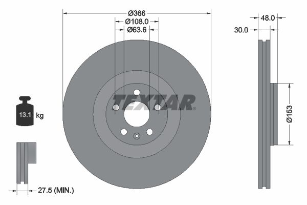 TEXTAR 92308905 | Fren Diski Xc60 / Xc90 2.0 Ön 17- | 2 Adet