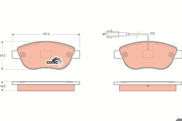 TRW GDB1655 | Fren Balatası Ön Fişli Wva 23708 23709 (Fiat: Doblo 05-Ym Linea 1.4 Tjet Stilo 04-Grande Punto 1.3D 90 Hp Idea 1.9 JTD)
