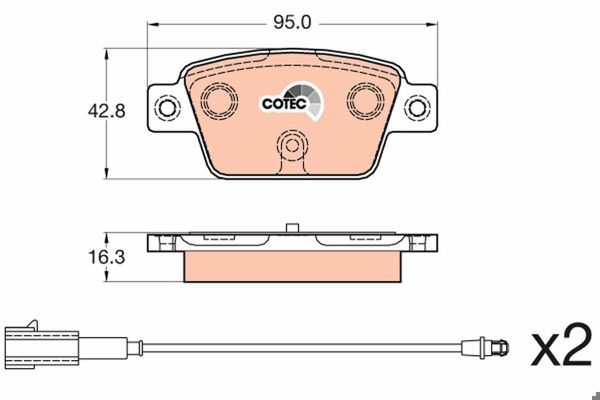 TRW GDB2054 | Fren Balatası Arka (Fiat Bravo II 1.4 1.4T-Jet 1.6D Mtj 04 / 2007 -)
