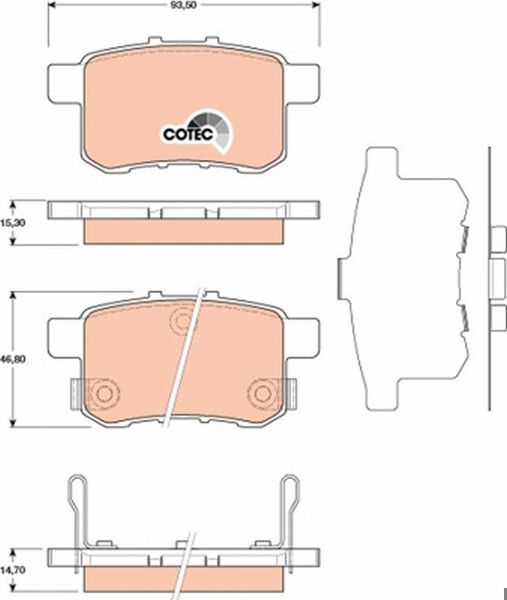 TRW GDB3482 | Fren Balata Arka 09 > Accord 2.2D 150Hp-2.4İ 200Hp Nıssın F.S