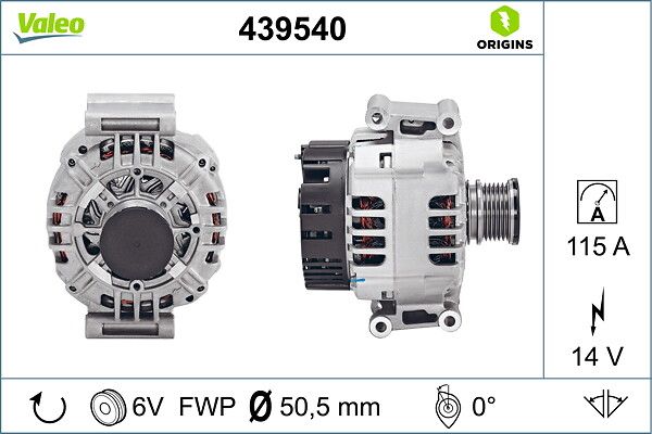 VALEO 439540 | Alternatör (14V 115A) W202 97-00 W210 98-02 Vito 638 97-02 Sprinter 00-06