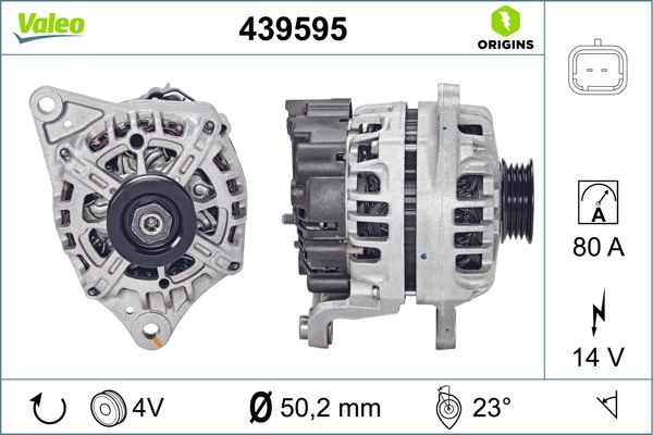 VALEO 439595 | Alternatör 12 V 80A Nissan Micra 05-07 / Note 1.4