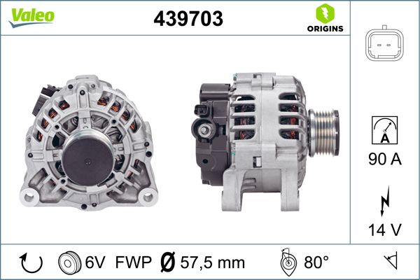 VALEO 439703 | Alternatör Kmp 08-Bipper-Nemo 1.4Hdi