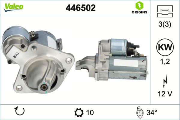 VALEO 446502 | Marş Motoru Komple (Ford: Fiesta 01-13 13-17 Focus 04-11 Bmax 12-1.25 / 1.4 / 1.6 Zetec Benzinli)