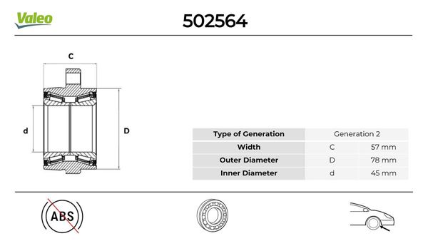 VALEO 502564 | Porya Rulmanı Ön Ön Teker Bilya Kiti 6C11 & Aa