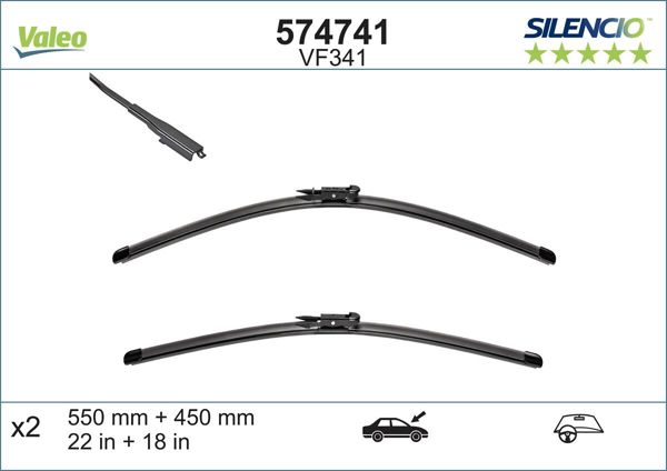 VALEO 574741 | Silecek Süpürgesi Takım BMW F20 F21 F22 550 + 450 mm Silencio X-Trm Flat Blade