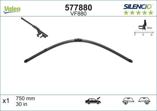 VALEO 577880 | Silencio Vf880 (X1) (750mm) (Ön) Audi A2 (8Z0)