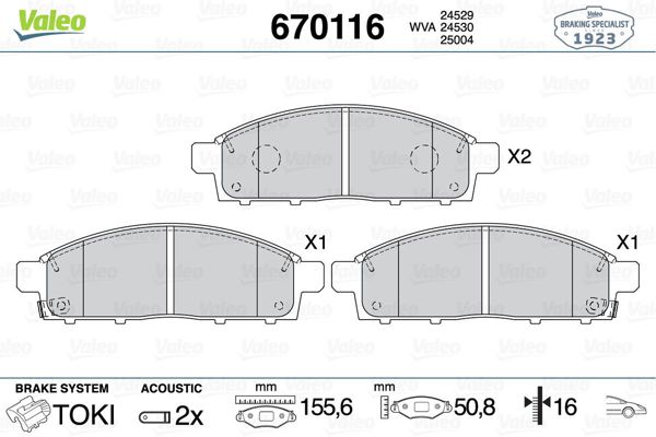 VALEO 670116 | Fren Balata Ön 06-L200 2.5Di-D