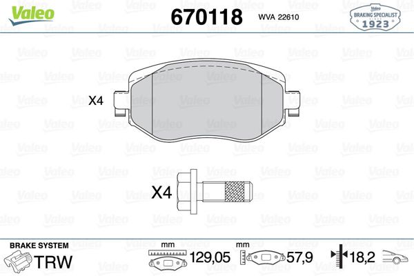 VALEO 670118 | Disk Fren Balatası (Ön) Renault Megane IV | 1 Adet