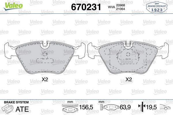 VALEO 670231 | Fren Balata Ön 01-05 BMW 3S-E46 3.25-3.30