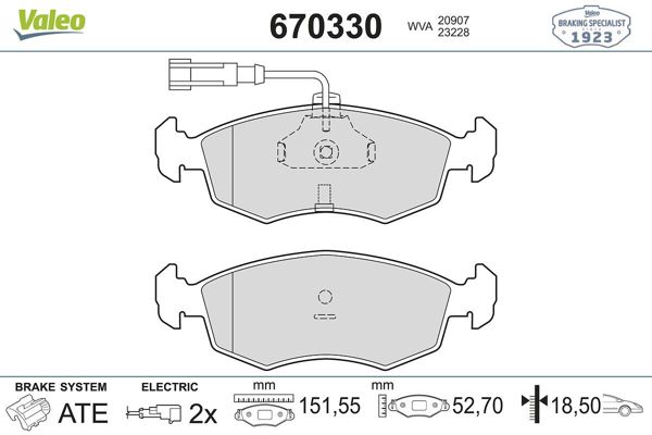 VALEO 670330 | Fren Balata Ön 03-06 Doblo-Palio.Weekend