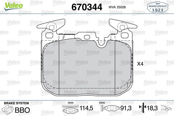 VALEO 670344 | Fren Balata Ön 13-1-Seri (F21) 2-Seri (F22-F23) 3-Seri (F30-F31-F35-F80)