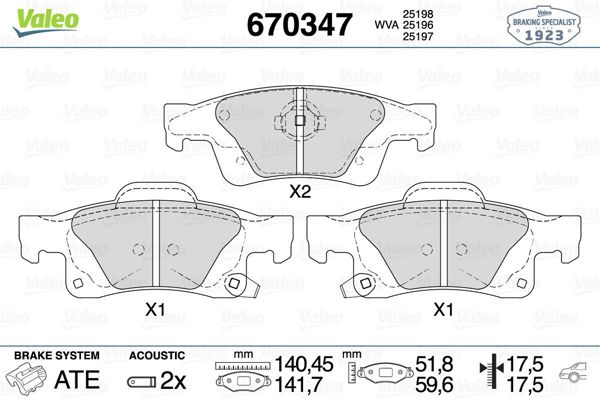 VALEO 670347 | Fren Balata Arka 11-Grand Cherokee