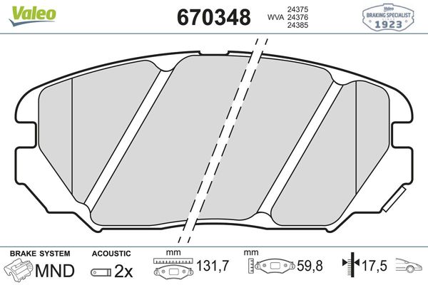 VALEO 670348 | Fren Balata Ön 06-Sonata