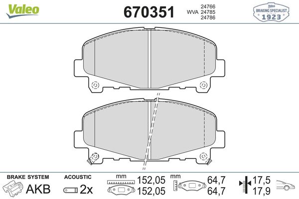 VALEO 670351 | Ön Fren Balatası Honda Accord VIII 2.0 2.4 2008-2015