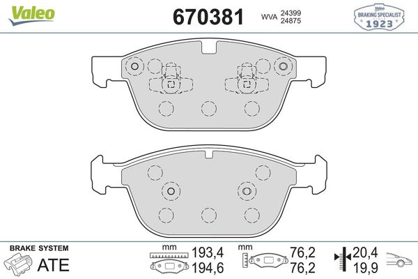 VALEO 670381 | Fren Balata Ön 10-Xc60