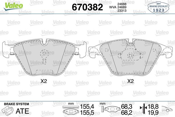 VALEO 670382 | Fren Balata Ön 10-5-Seri (F07-F10) 7-Seri (F01-F02-F03-F04)