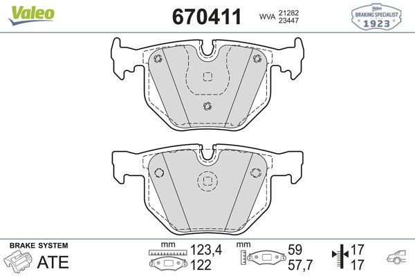 VALEO 670411 | Fren Balata Arka 7S-E65-E66