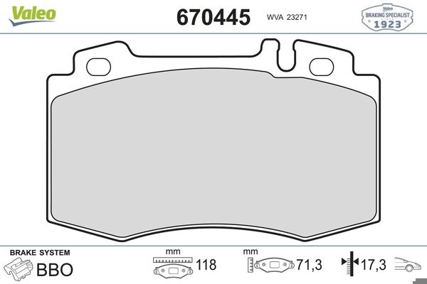 VALEO 670445 | Fren Balata Ön <06 S.S-W220