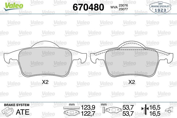 VALEO 670480 | Fren Balata Arka 00-S60-S80-V70 2.0-2.4-2.5