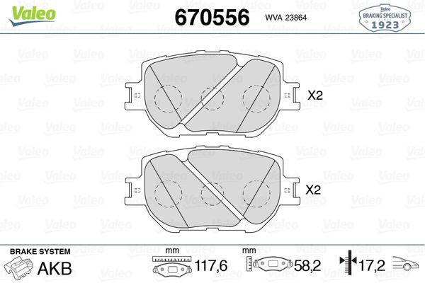 VALEO 670556 | Fren Balatası Ön Lexus Is 250 13 -