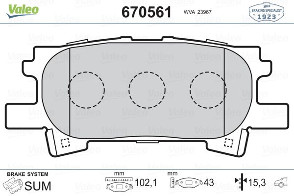 VALEO 670561 | Fren Balata Arka (Lexus Rx 03-08)