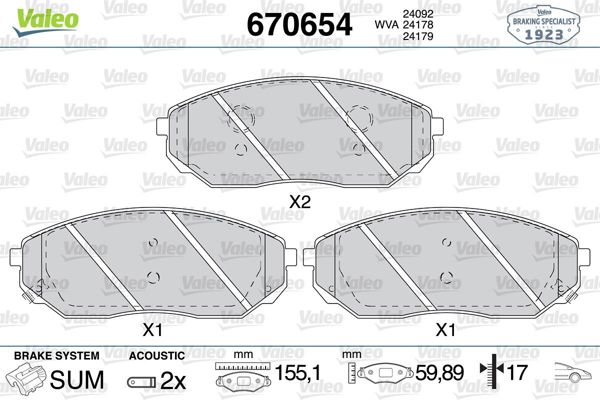VALEO 670654 | Fren Balata Ön 03-Sorento