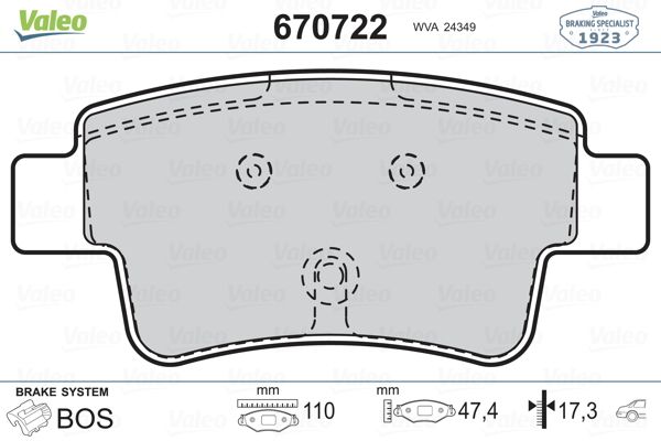 VALEO 670722 | Fren Balata Arka 06-Corsa.D-G.Punto