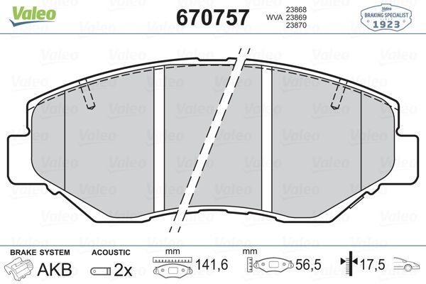 VALEO 670757 | Balata Fren Ön-(Honda CRV 02 / 06 / Civic 2016 / Fk-Fc5 / Accord 03 / 08)