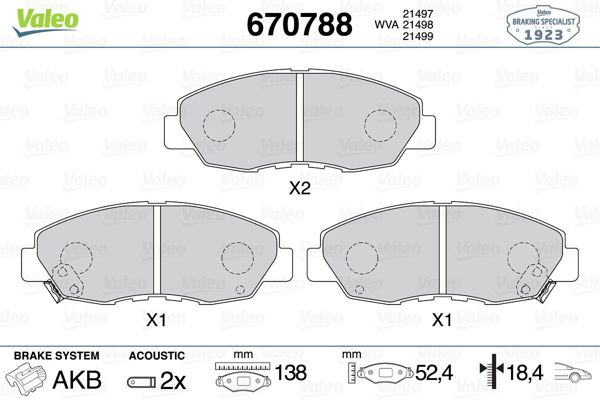 VALEO 670788 | Fren Balata Ön 90-93 Accord