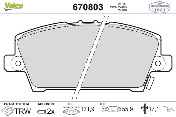 VALEO 670803 | Fren Balata Ön 06-Euro Civic Hb. 1.8Cc