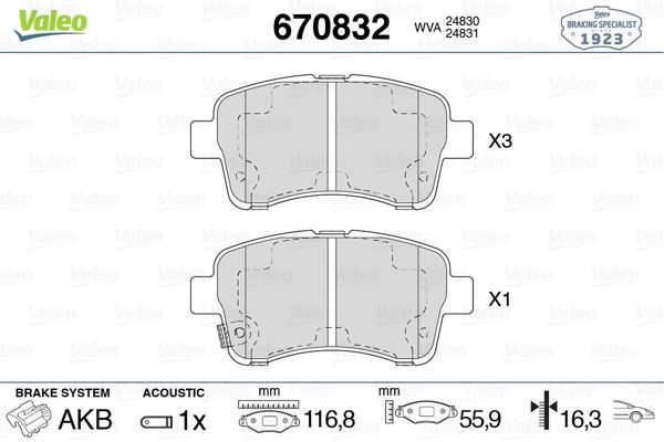 VALEO 670832 | Balata Fren Ön-(Suzuki Lıana 02 / 12)
